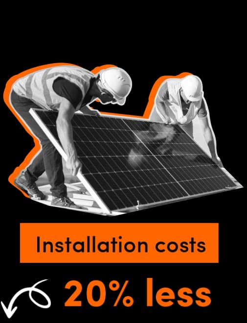Installation costs - 20 % less